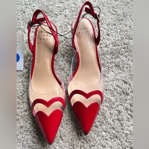 a new day Shoes - A New Day Red Heart Pointed Slingback Heels. Size 7